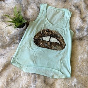 Express Sequin Lips Tank
